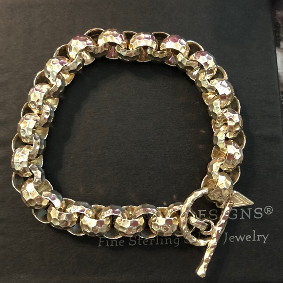 Silpada Hammered Link Sterling Silver Bracelet B1610 - Picture 4 of 15